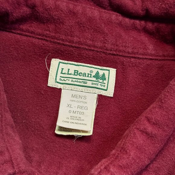 L.L. Bean Men's Chamois Cloth Shirt Jacket Shaket - Red/Burgundy - Picture 3 of 5